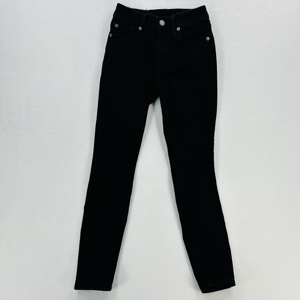 Gap Jeans Womens 24P Black Petite Skinny Stretch Denim Pants Dark Wash